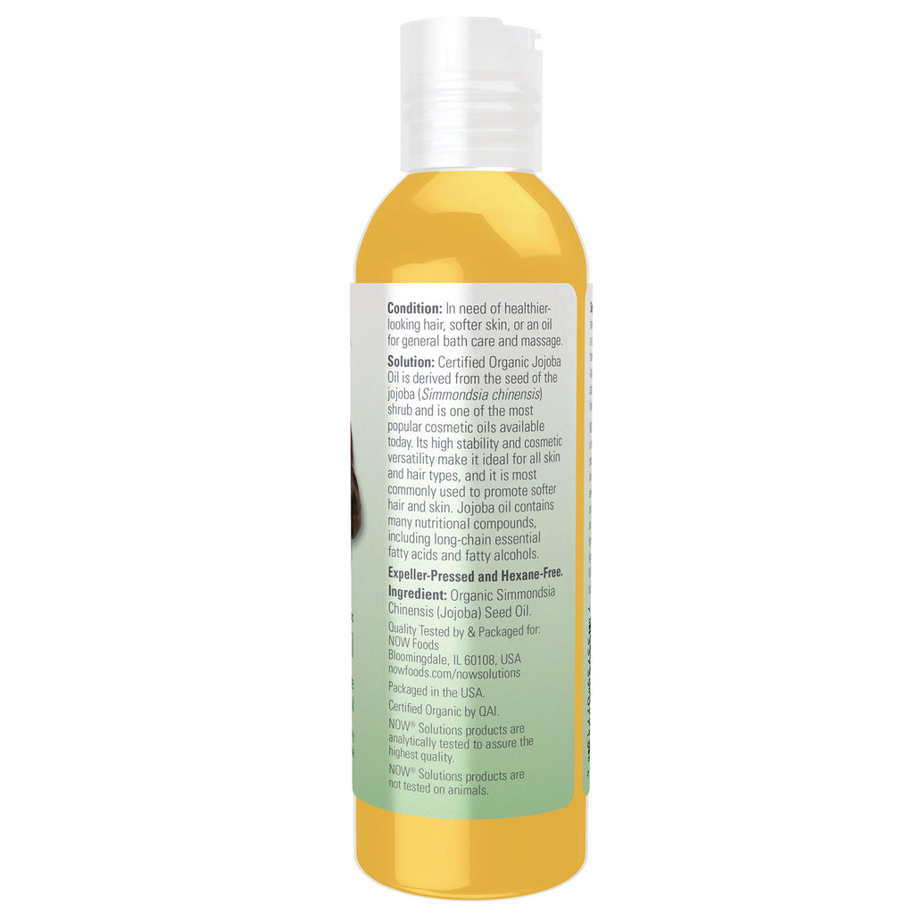 NWF1124 | Back label of yellow bottle showing ingredients and product information for jojoba oil - Thumbnail