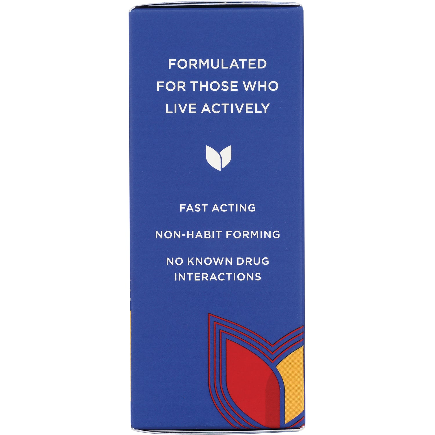 HY244 | blue box back panel labeled FORMULATED FOR THOSE WHO LIVE ACTIVELY; FAST ACTING; NON-HABIT FORMING; NO KNOWN DRUG INTERACTIONS