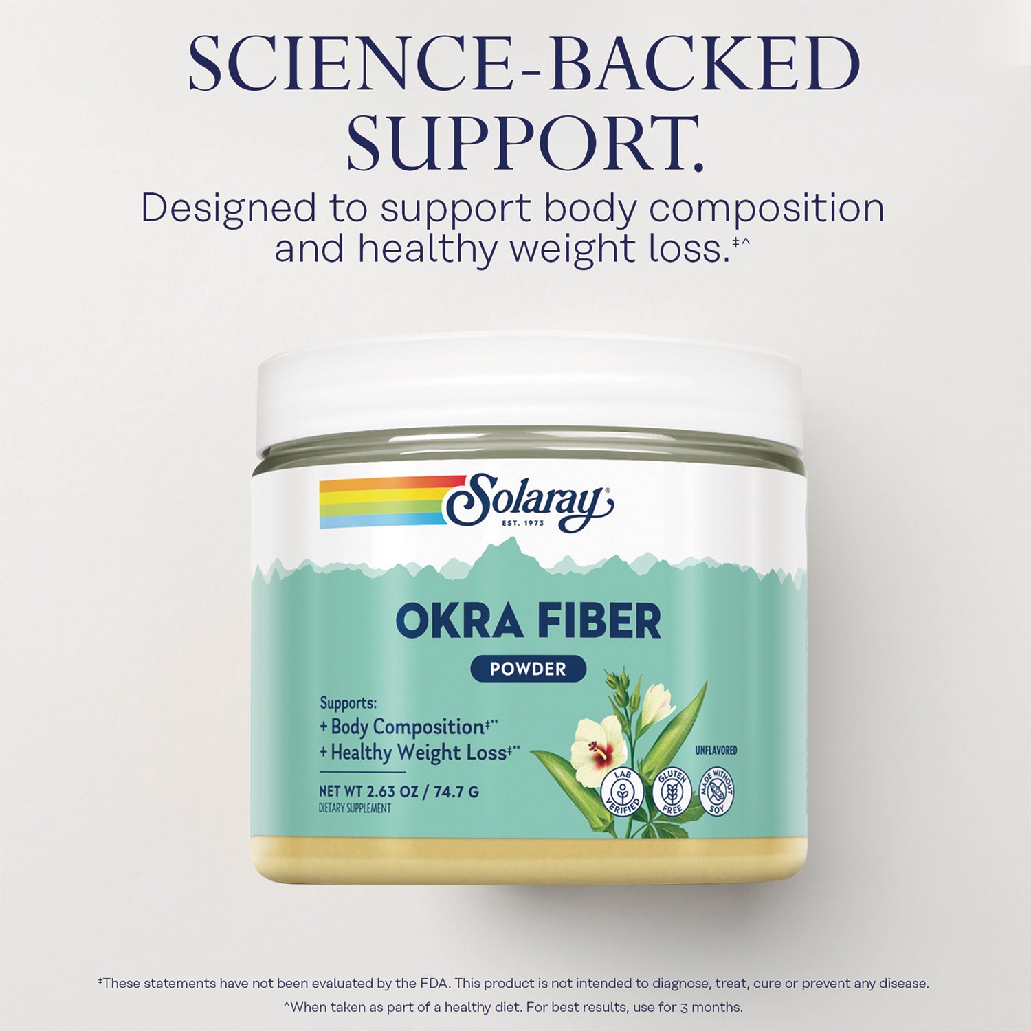 SLR546 | Science-backed support for body composition and healthy weight loss, Solaray Okra Fiber Powder