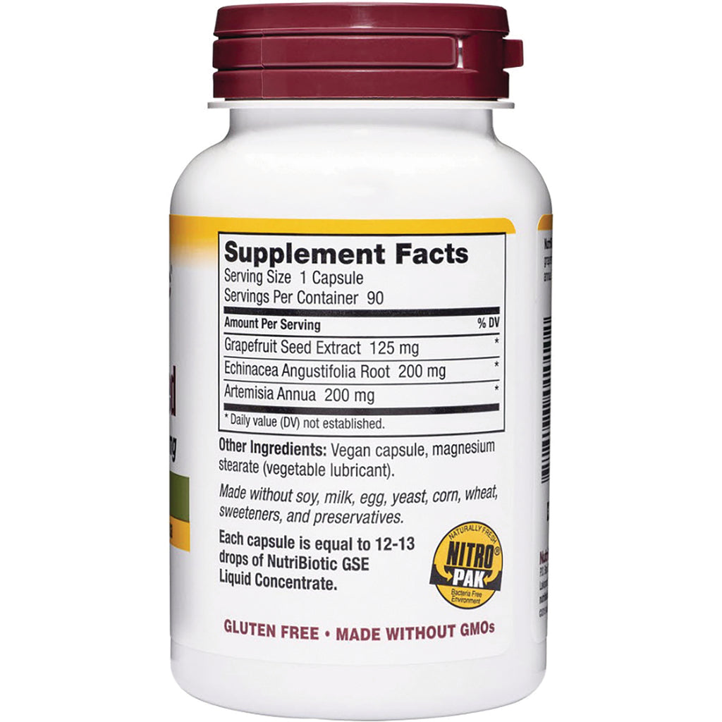 NUB008 | Back of white supplement bottle showing Supplement Facts panel, ingredients, and gluten free made without GMOs label - Thumbnail