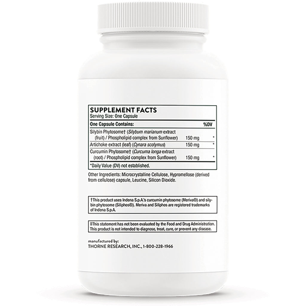 TRN016 | Supplement Facts panel showing one-capsule serving with silybin phytosome, artichoke, and curcumin 150 mg each - Thumbnail