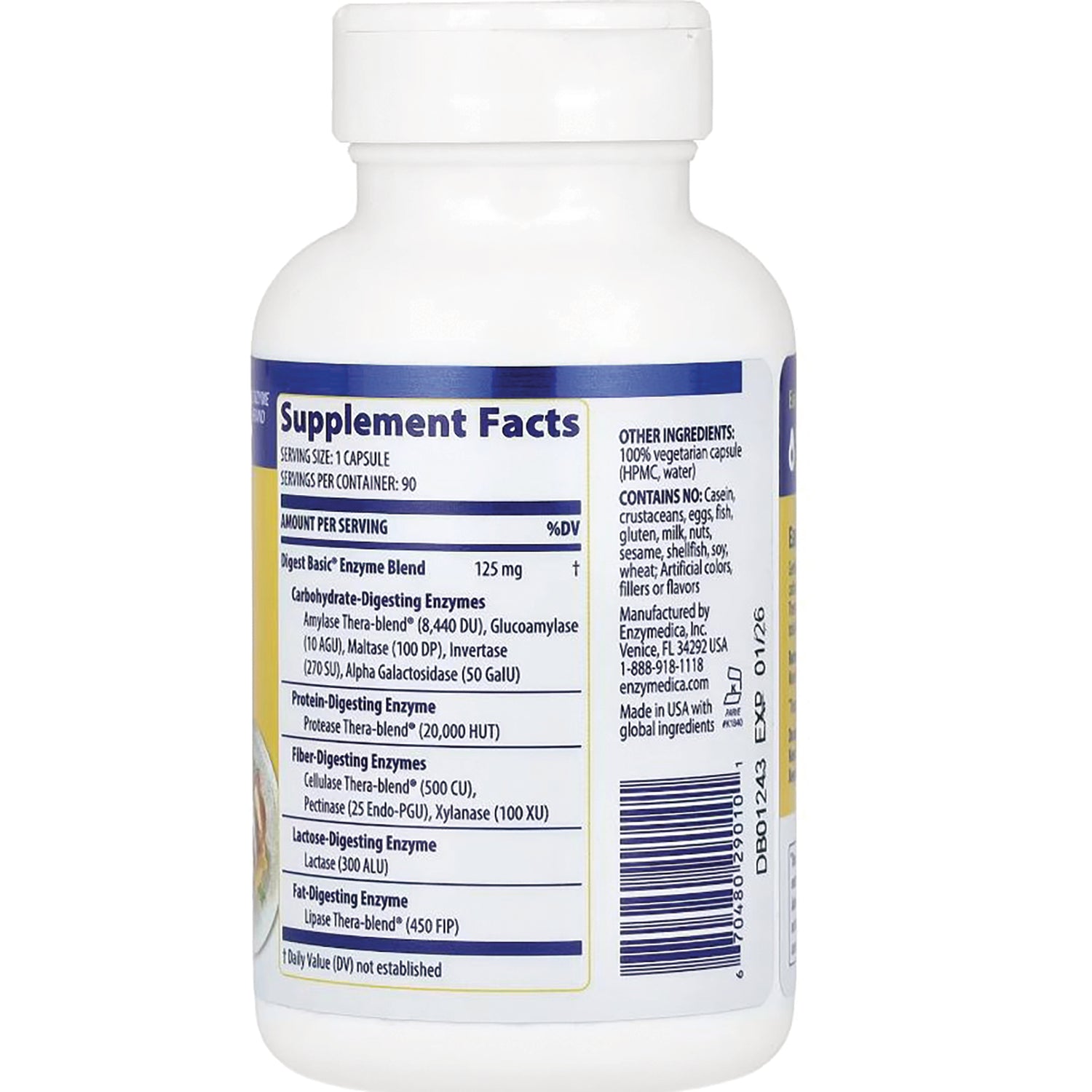 EMD039 | bottle back showing Supplement Facts panel, ingredients list and barcode