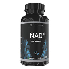 HPN004 | Black supplement bottle labeled NAD(3) NAD+ BOOSTER, 60 vegetarian capsules, vegan friendly