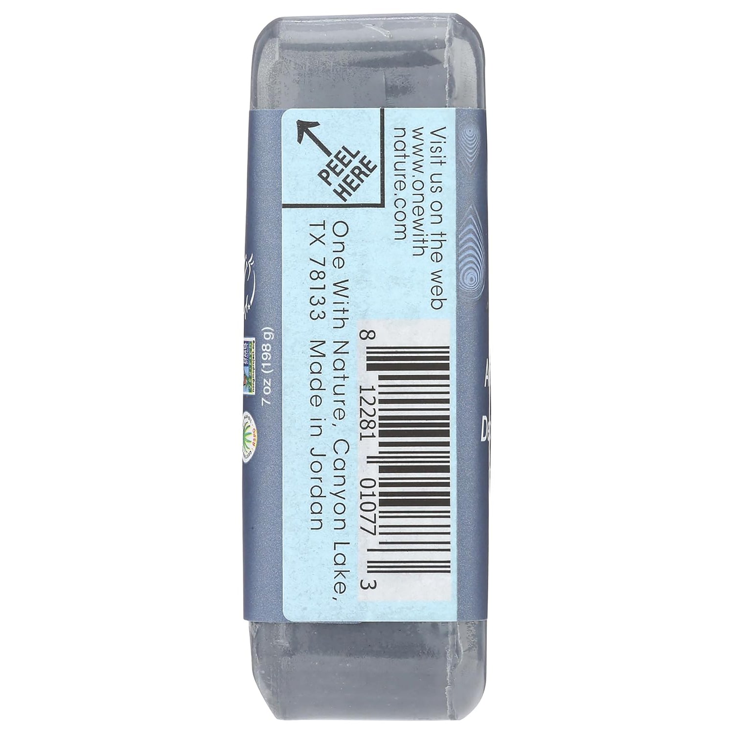OWN029 | Clear rectangular bottle with blue label, barcode, and peel here instructions