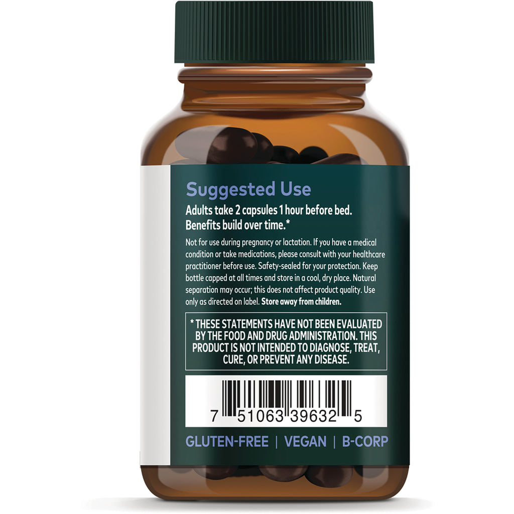 GH023 | Supplement Facts label on amber bottle showing Serving Size 2 Capsules, Herbal Extract Blend and other ingredients - Thumbnail