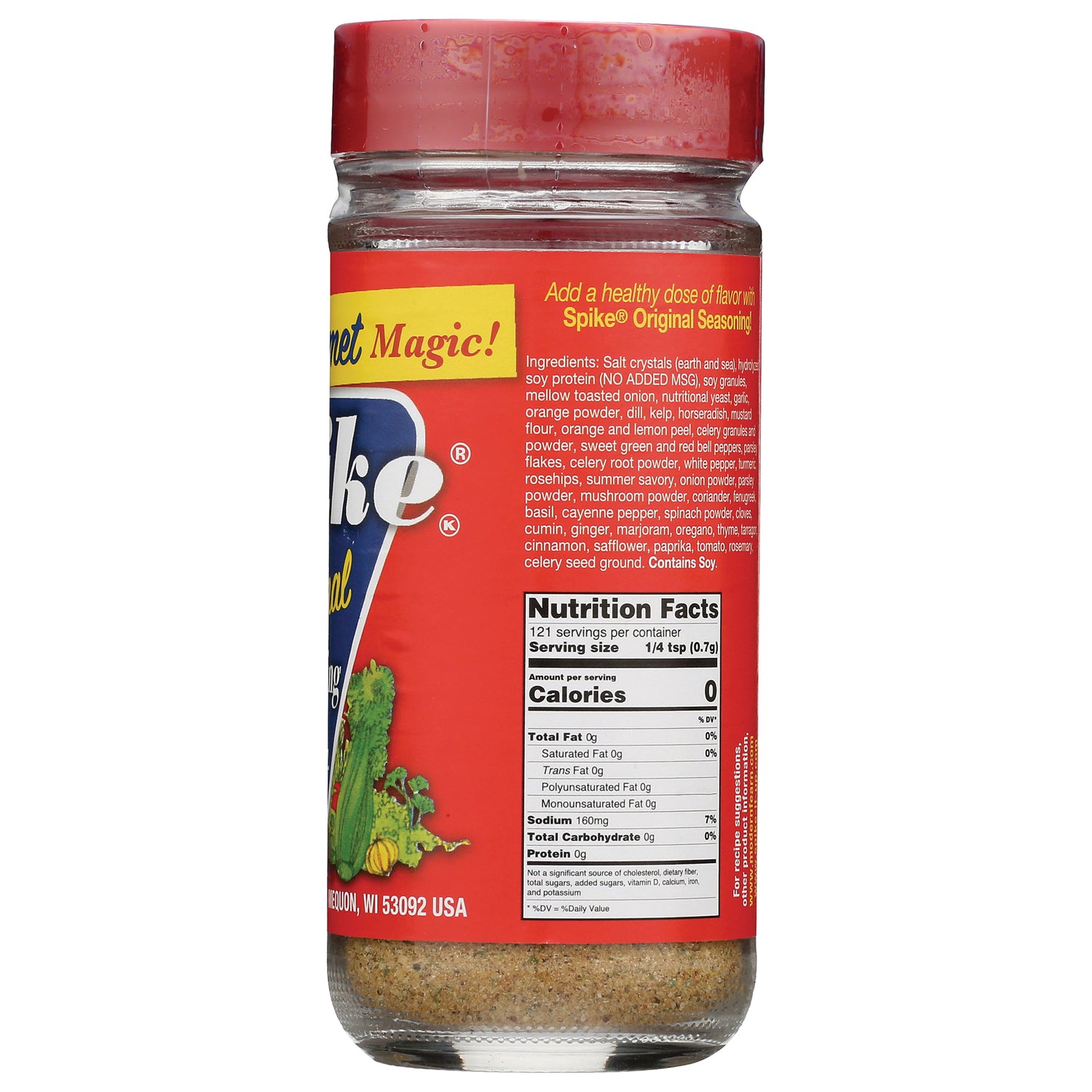 MPR001 | Back of red spice jar label showing ingredients list and Nutrition Facts panel