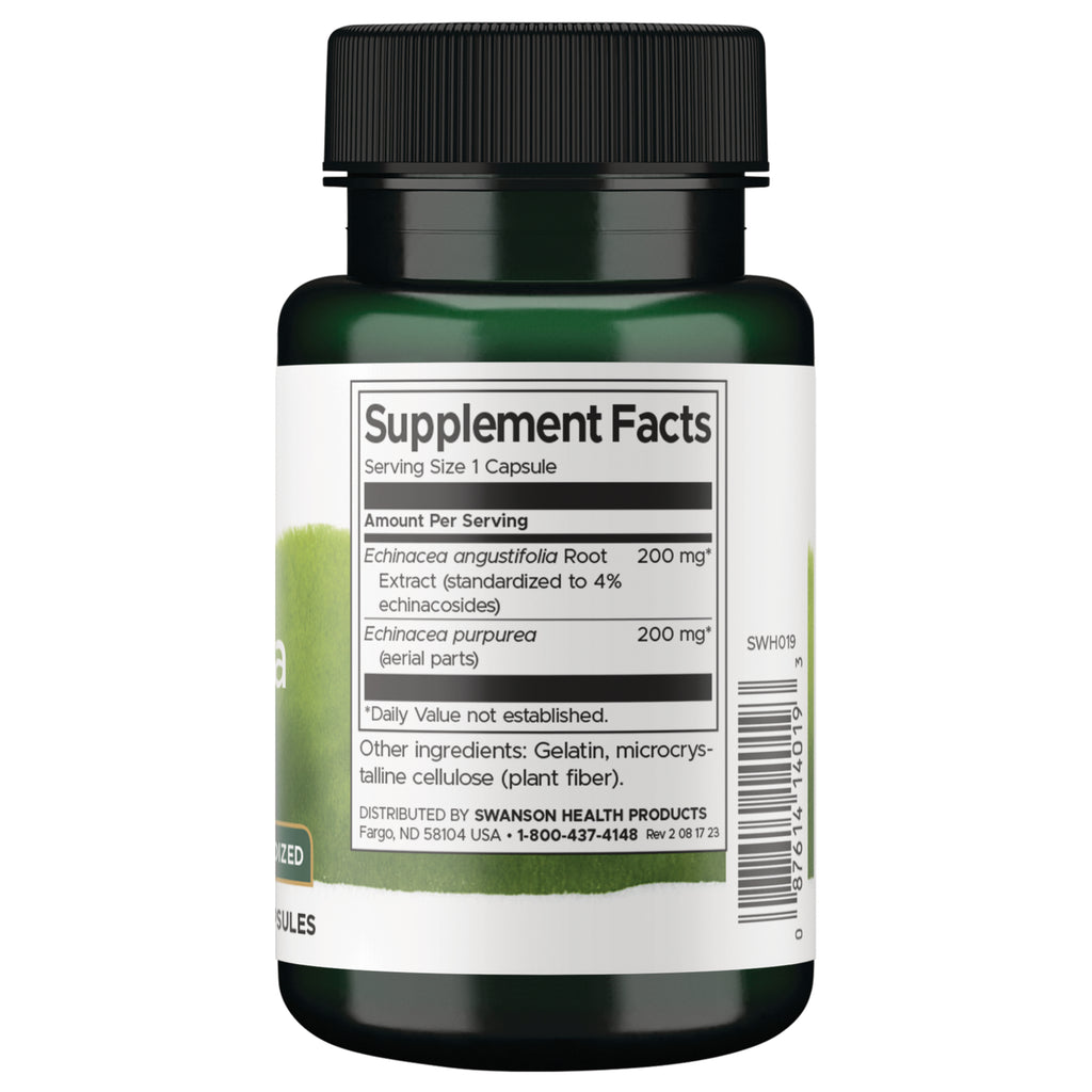 SWH019 | Back label with Supplement Facts and other ingredients for Echinacea capsules - Thumbnail