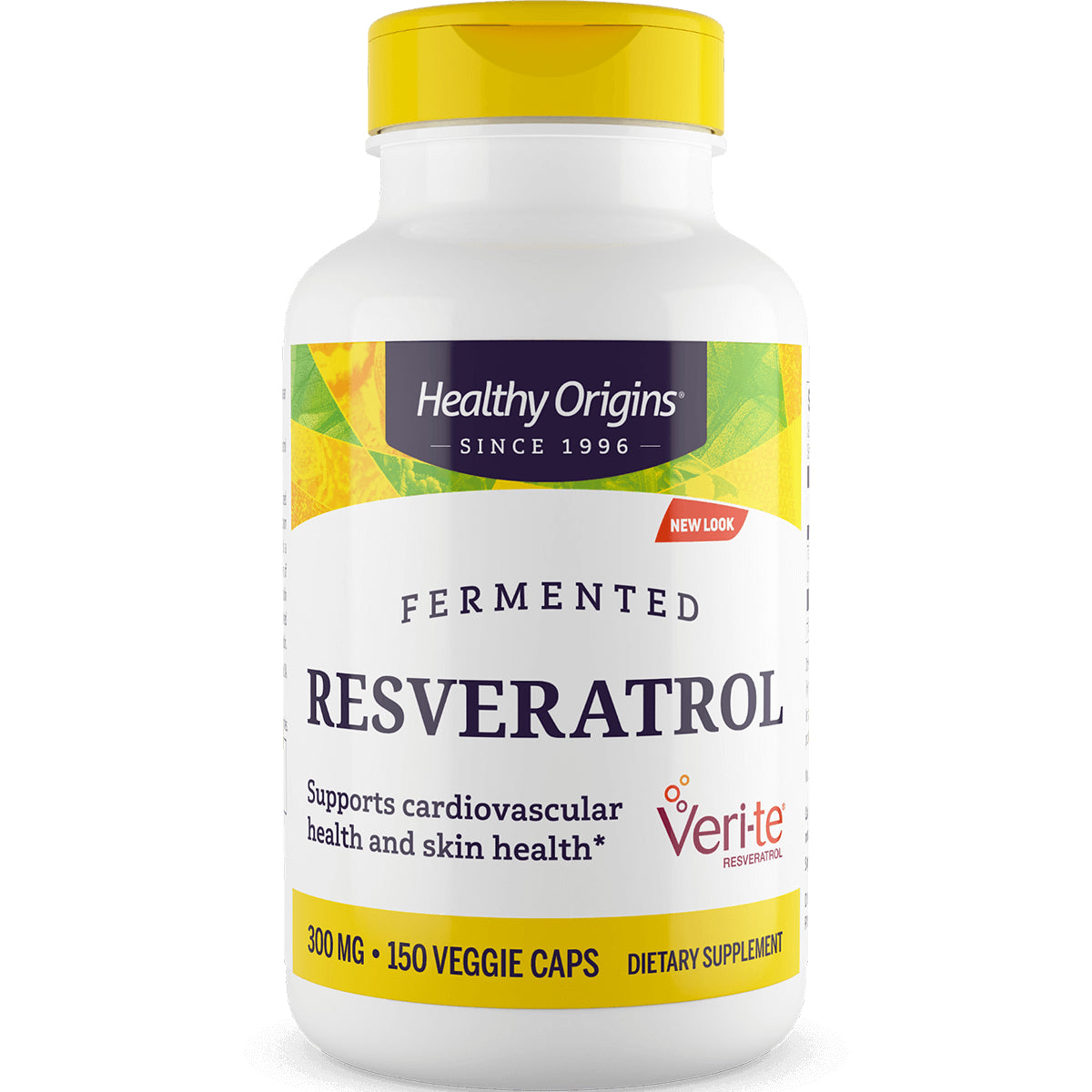 HRG024 | Healthy Origins fermented Resveratrol bottle, 300 mg, 150 veggie caps dietary supplement