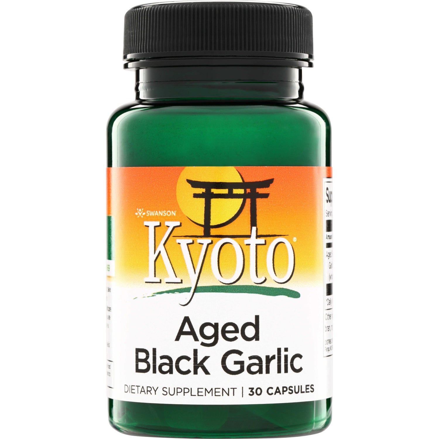 SWK014 | Kyoto Aged Black Garlic dietary supplement, 30 capsules, green bottle front