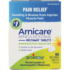BRN048 | Arnicare Arnica Montana meltaway tablets front-facing box with Boiron branding and 60 count