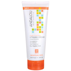 ADN011 | Andalou Naturals Moisture Rich Styling Cream, Argan Oil & Shea, 6.8 fl oz white tube with orange cap
