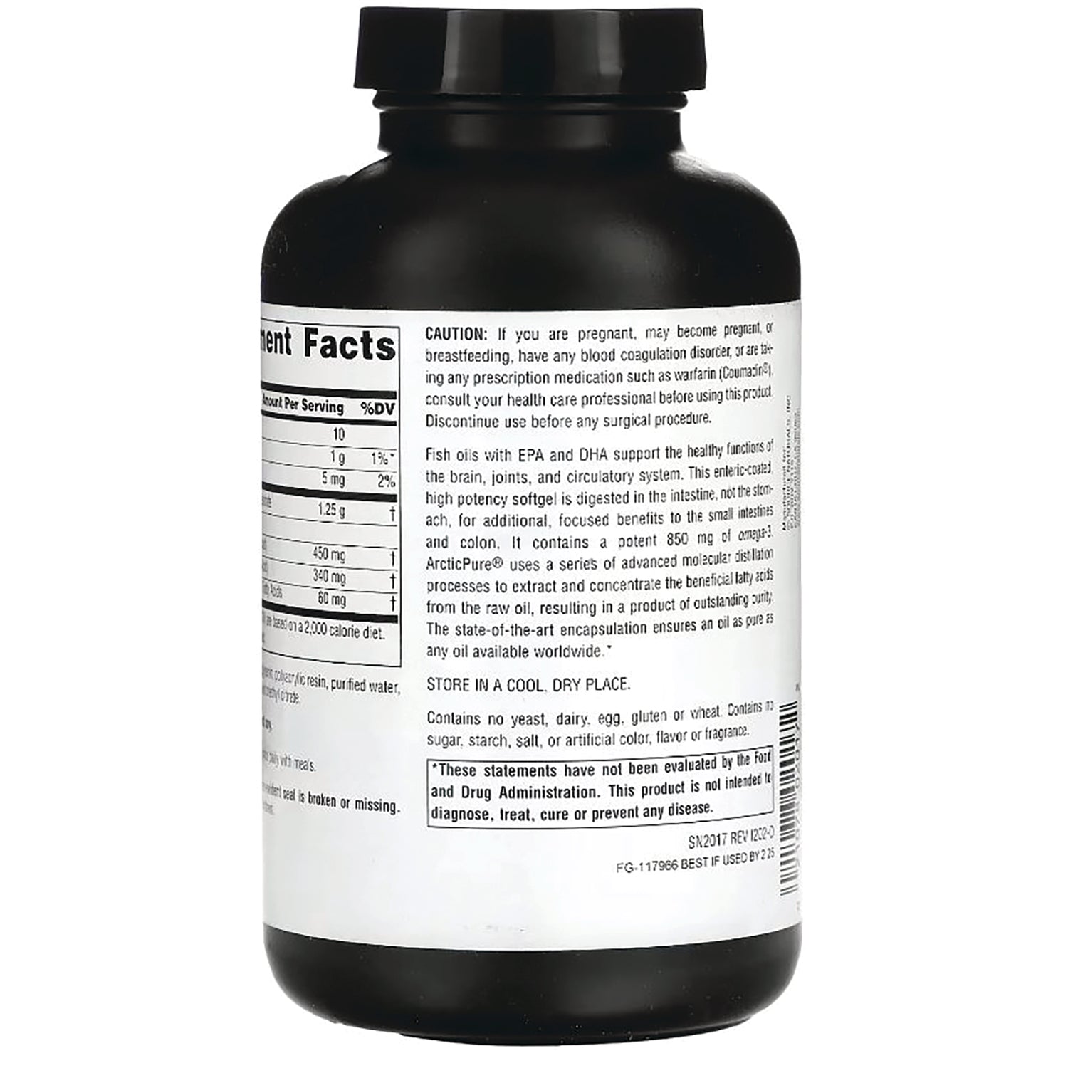SN379 | Back label with Supplement Facts, cautions, and storage directions