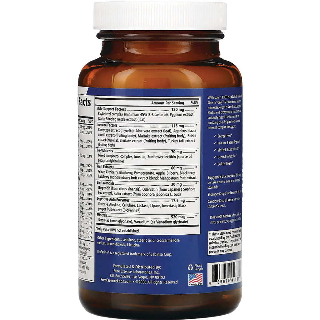PEL033 | Back of brown supplement bottle showing supplement facts panel and ingredient text on blue label - Thumbnail