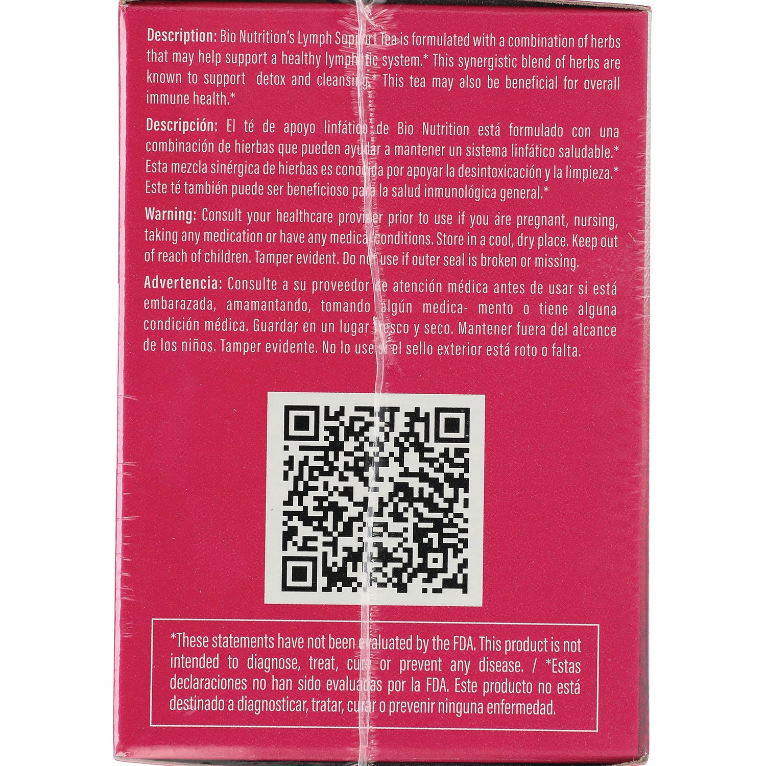 BNN068 | back panel showing product description, warnings, QR code and FDA disclaimer