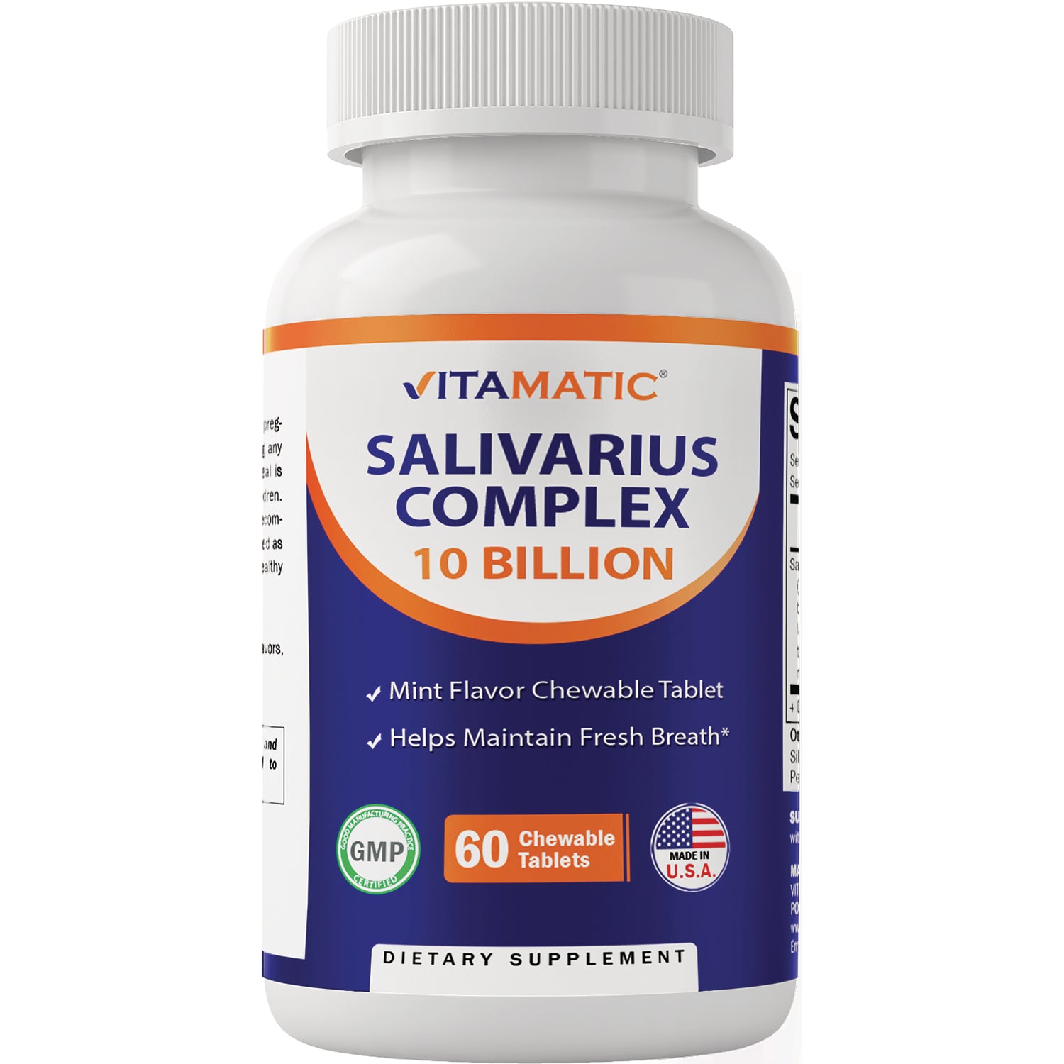 VAM006 | Vitamatic Salivarius Complex 10 Billion, bottle of 60 mint chewable tablets