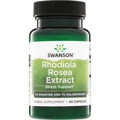 SWH288 | Swanson Rhodiola Rosea Extract stress support supplement, 60 capsules, 3% Rosavins and 1% Salidrosides