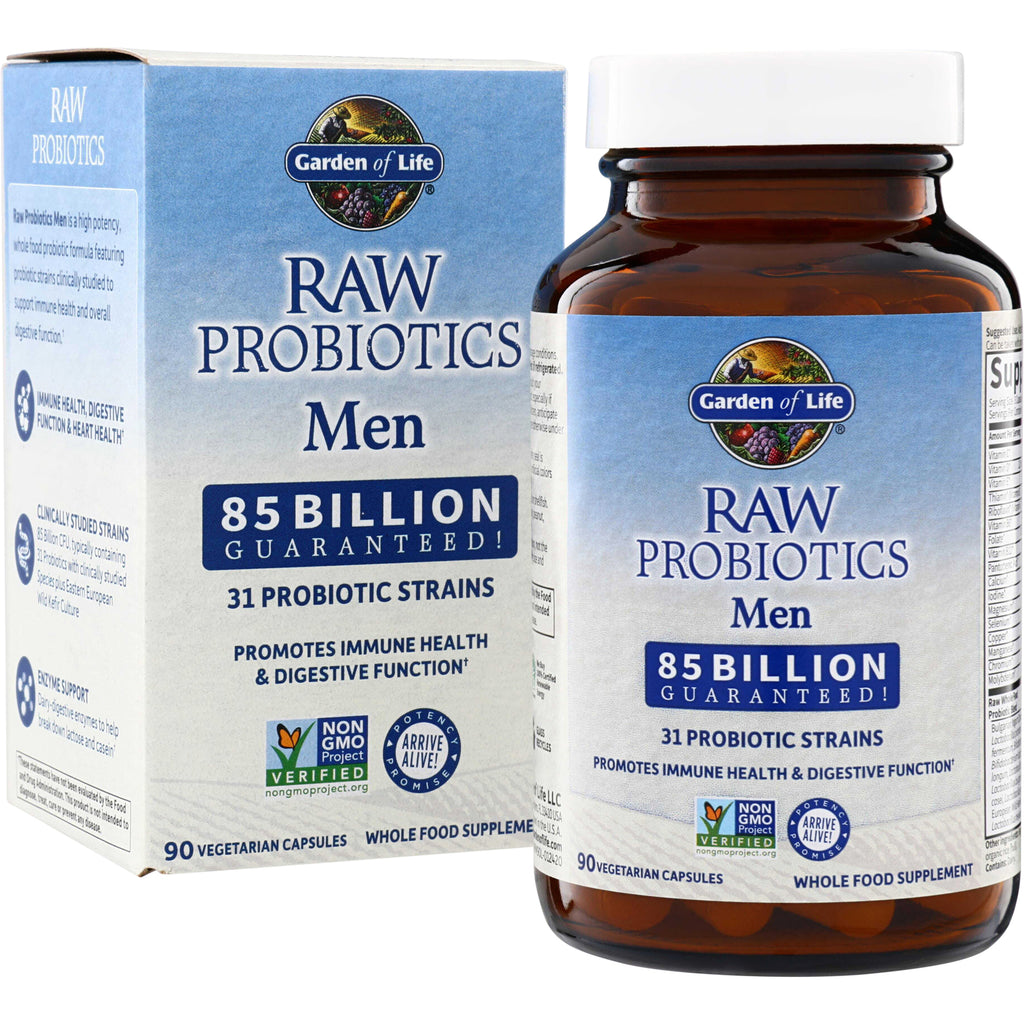 GLF130 | Garden of Life RAW Probiotics Men, 85 Billion Guaranteed, 31 probiotic strains, 90 vegetarian capsules - Thumbnail