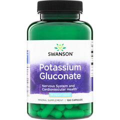SW224 | Swanson Potassium Gluconate, 99 mg per capsule, 100 capsules bottle front