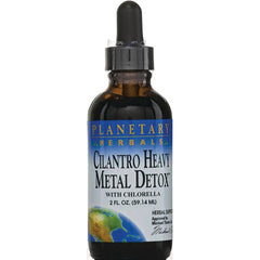 PF235 | Amber dropper bottle labeled PLANETARY HERBALS Cilantro Heavy Metal Detox with chlorella 2 fl oz