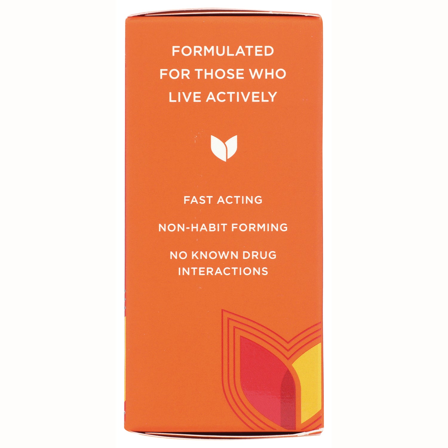 HY260 | orange box back reading FORMULATED FOR THOSE WHO LIVE ACTIVELY; FAST ACTING, NON-HABIT FORMING, NO KNOWN DRUG INTERACTIONS
