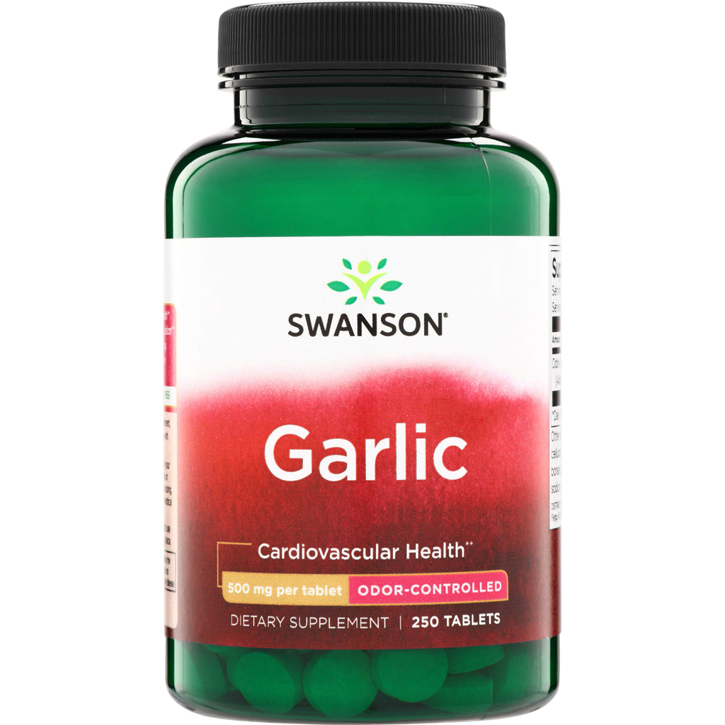SWG20 | Swanson Garlic, 500 mg per tablet, odor-controlled, 250 tablets, Cardiovascular Health - Thumbnail
