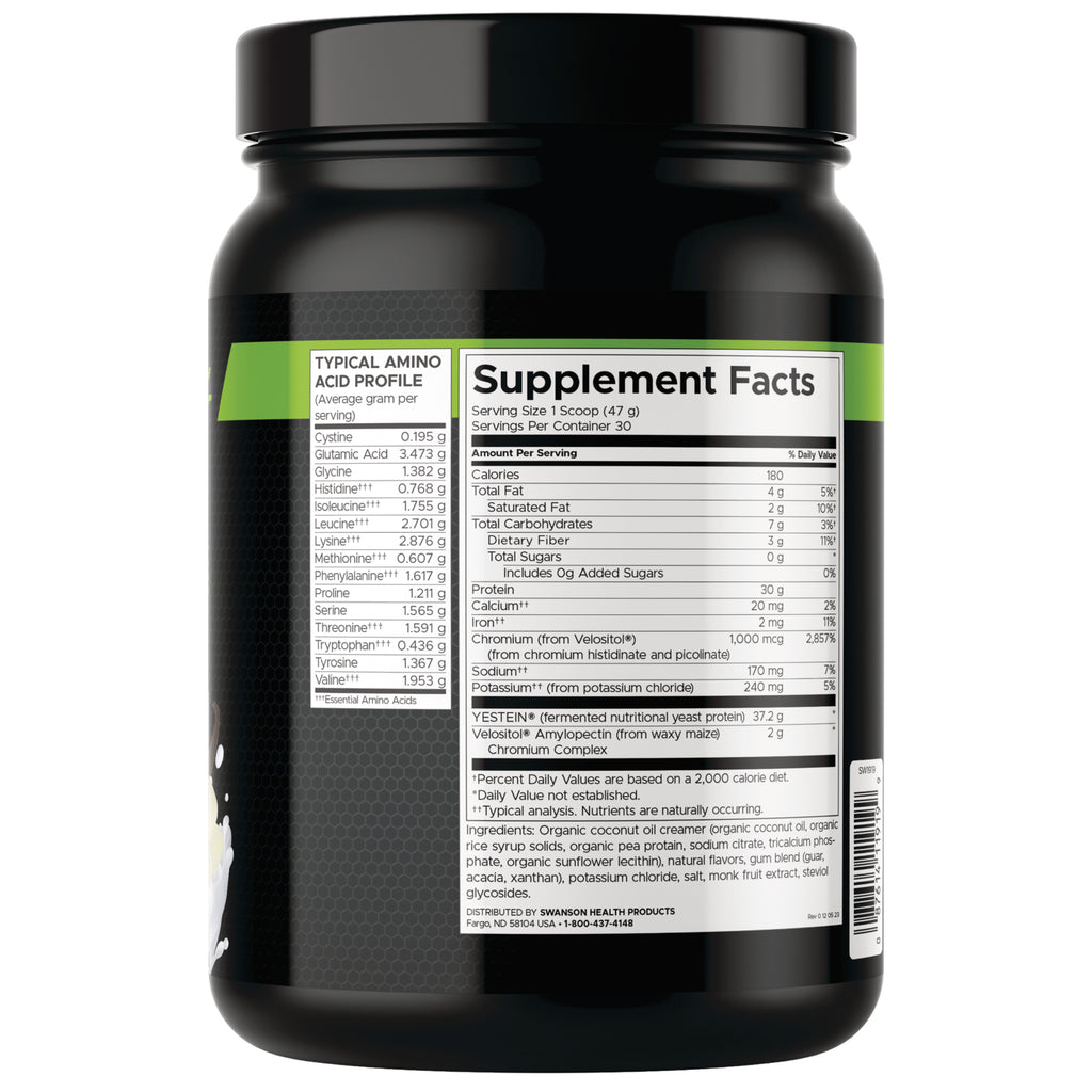 SW1919 | Back label showing Supplement Facts panel and ingredient list on black supplement tub - Thumbnail