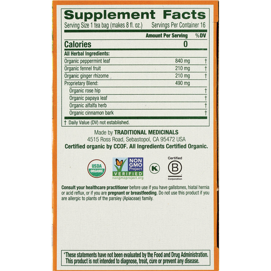 TMD032 | Back panel with Supplement Facts and organic ingredients; USDA Organic, Non-GMO, Kosher, B Corp logos - Thumbnail