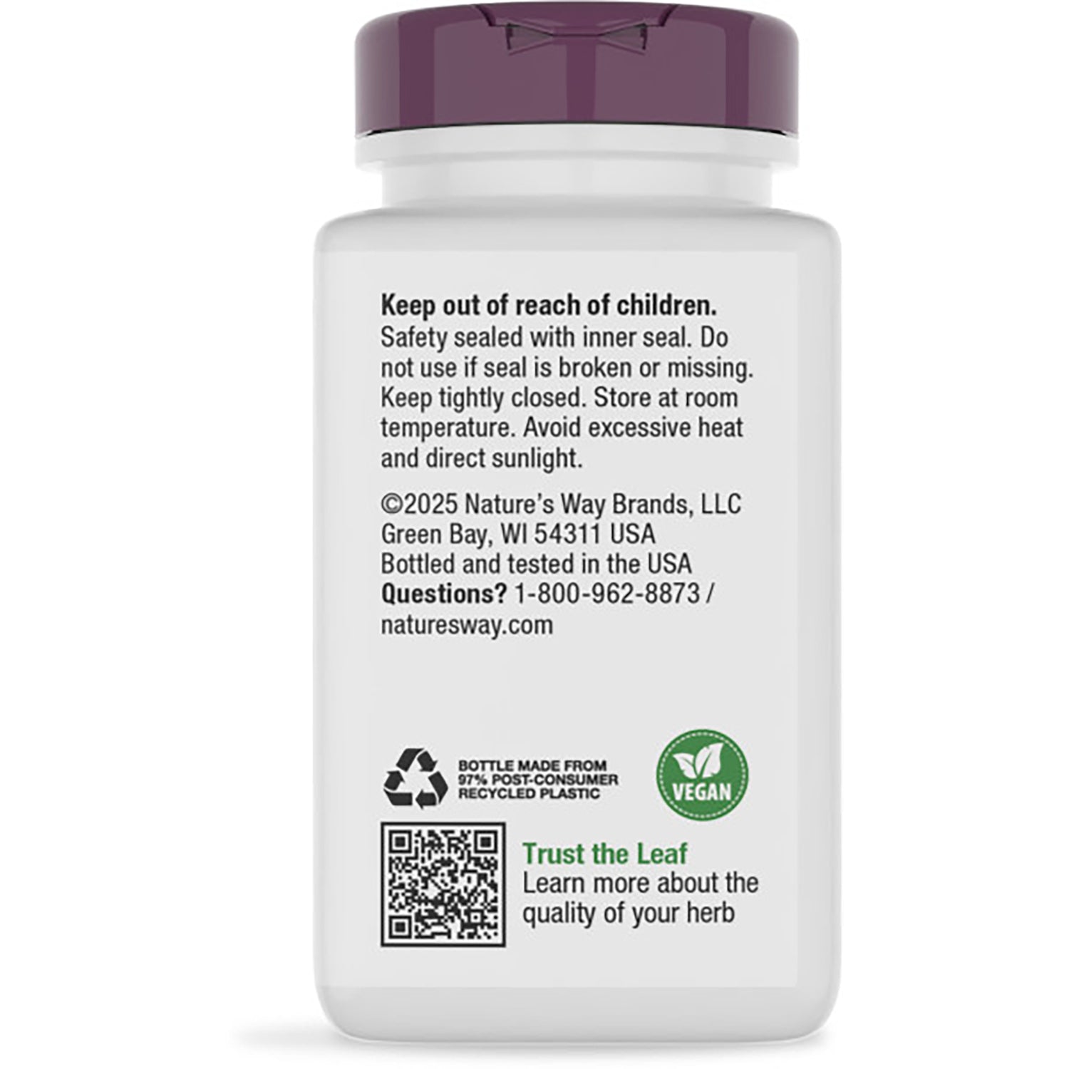 NW772 | Back of dark supplement bottle with teal label reading Supports a Healthy Libido, barcode and recycling icons