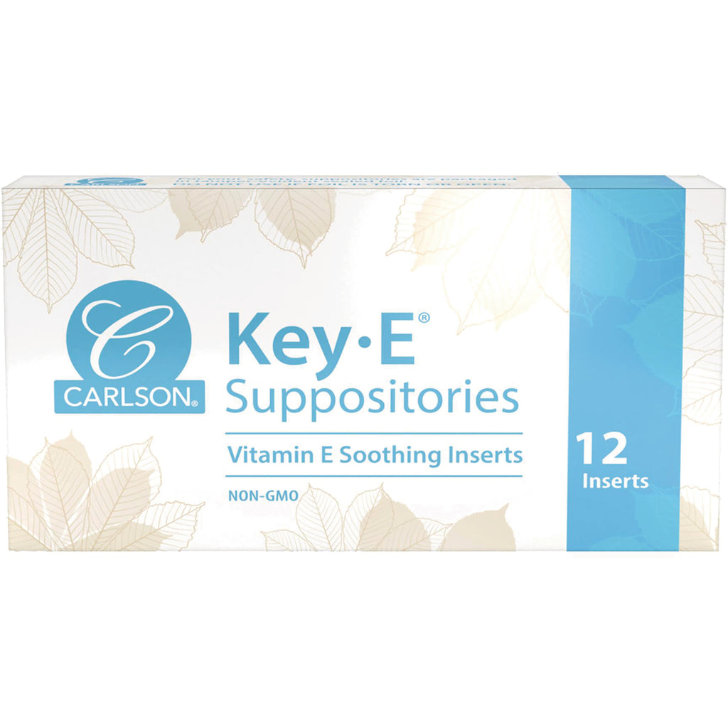 CSN223 | Carlson KeyE suppositories vitamin E soothing inserts box, 12 inserts, non-GMO - Thumbnail