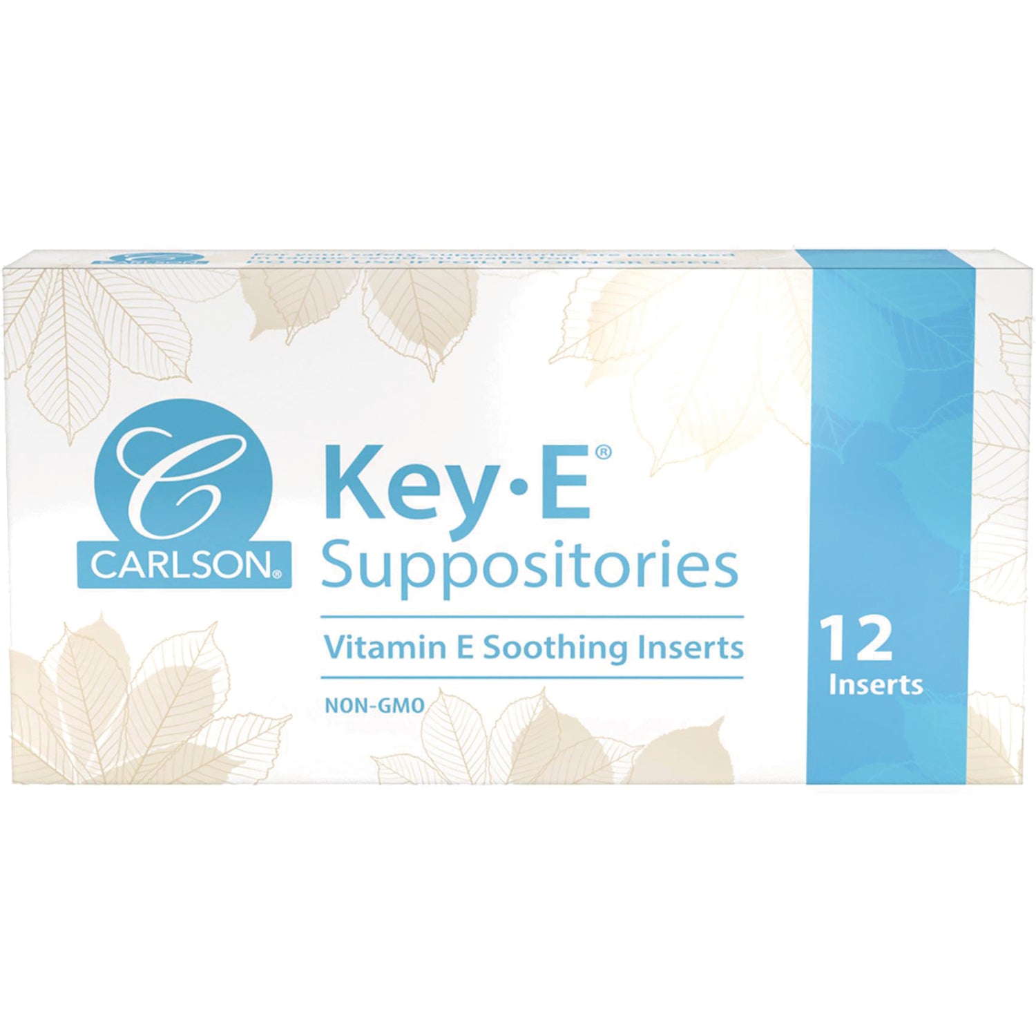 CSN223 | Carlson KeyE suppositories vitamin E soothing inserts box, 12 inserts, non-GMO