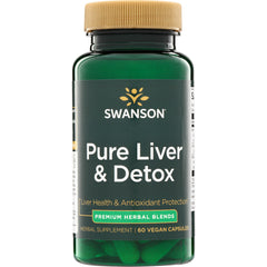 SWU1075 | Swanson Pure Liver & Detox supplement bottle, Premium Herbal Blends, 60 vegan capsules