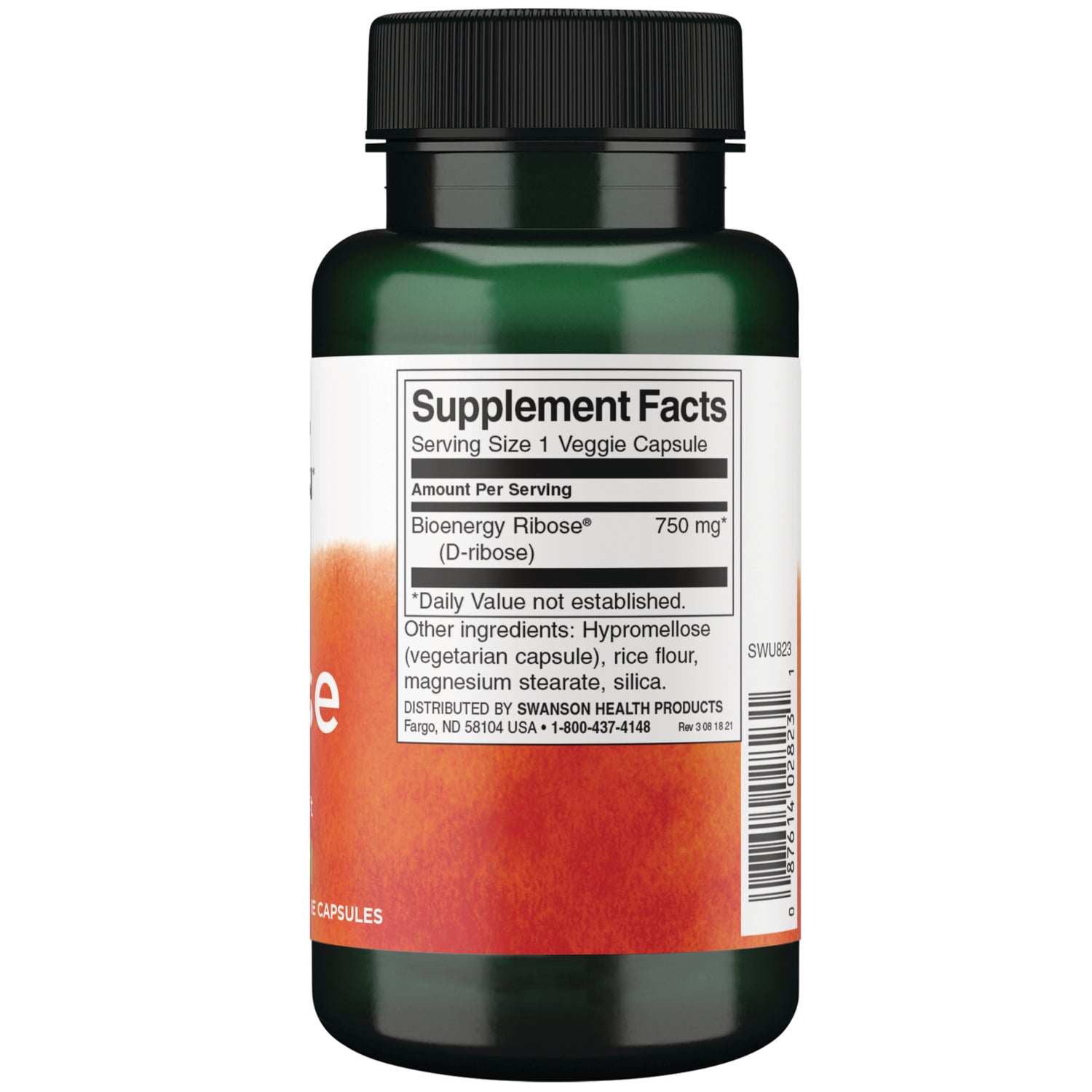SWU823 | Back label with supplement facts and serving information