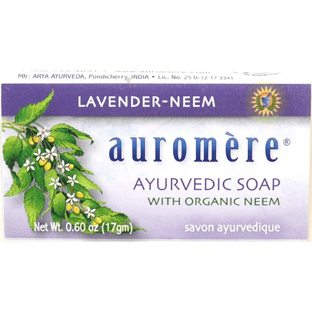AUR031 | Auromre Lavender-Neem Ayurvedic soap label with organic neem, Net Wt 0.60 oz (17gm) - Thumbnail