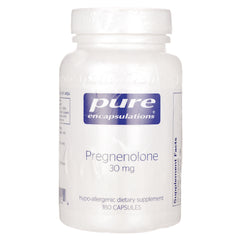 PRN103 | White supplement bottle labeled pure encapsulations Pregnenolone 30 mg, 180 capsules