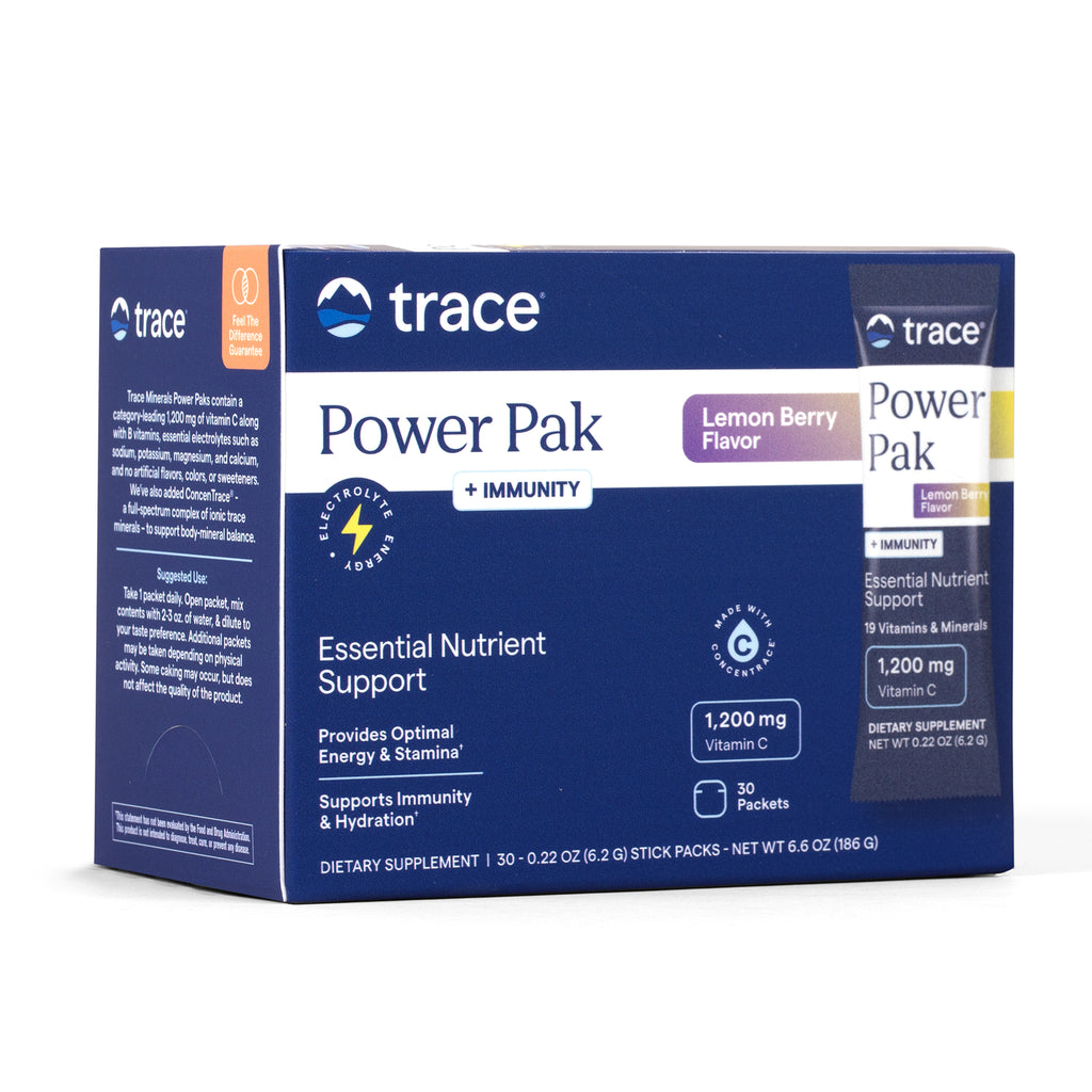 TM123 | Trace Power Pak + Immunity, Lemon Berry flavor box, 1,200 mg Vitamin C, 30 packets - Thumbnail