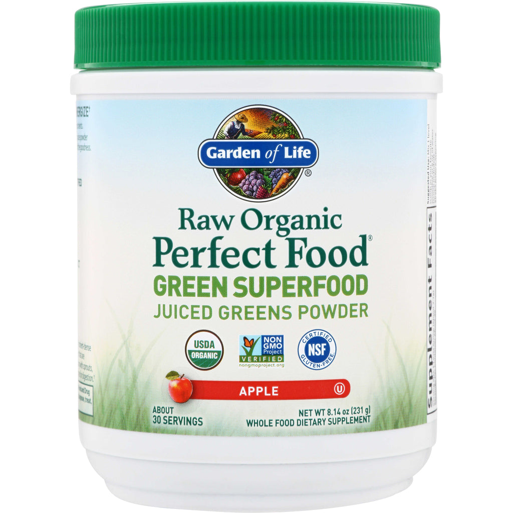 GLF173 | Garden of Life Raw Organic Perfect Food Green Superfood Juiced Greens Powder, Apple, 8.14 oz - Thumbnail