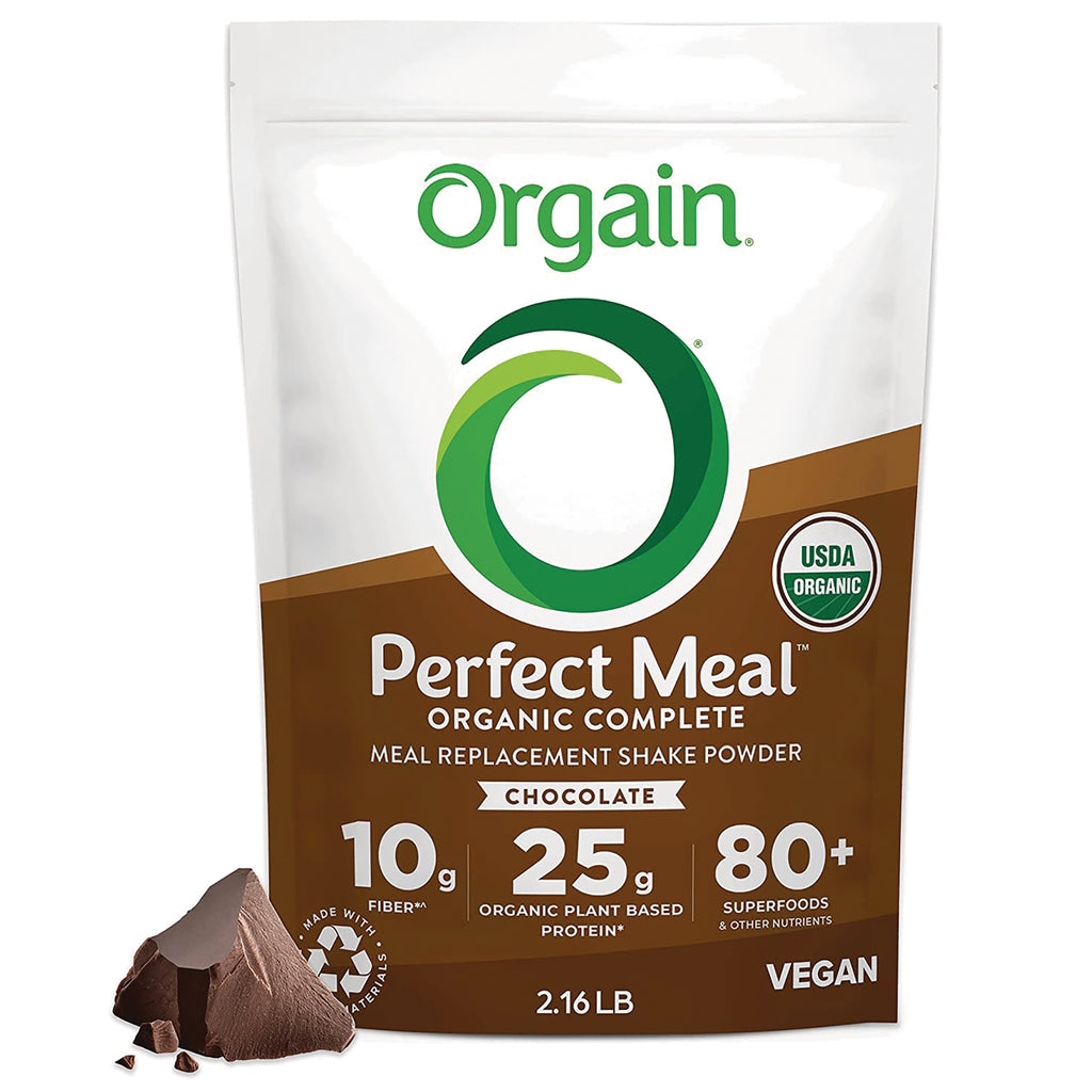 OGN008 | Orgain Perfect Meal organic complete chocolate meal replacement shake powder front pouch 2.16 lb USDA Organic vegan - Thumbnail
