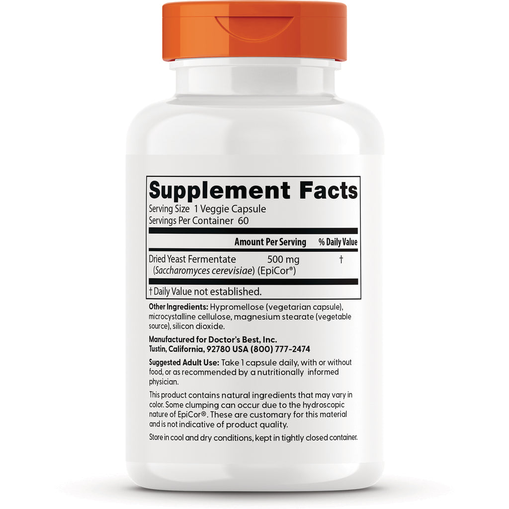DB107 | back of white supplement bottle showing Supplement Facts panel, serving size, ingredients, and manufacturer info - Thumbnail
