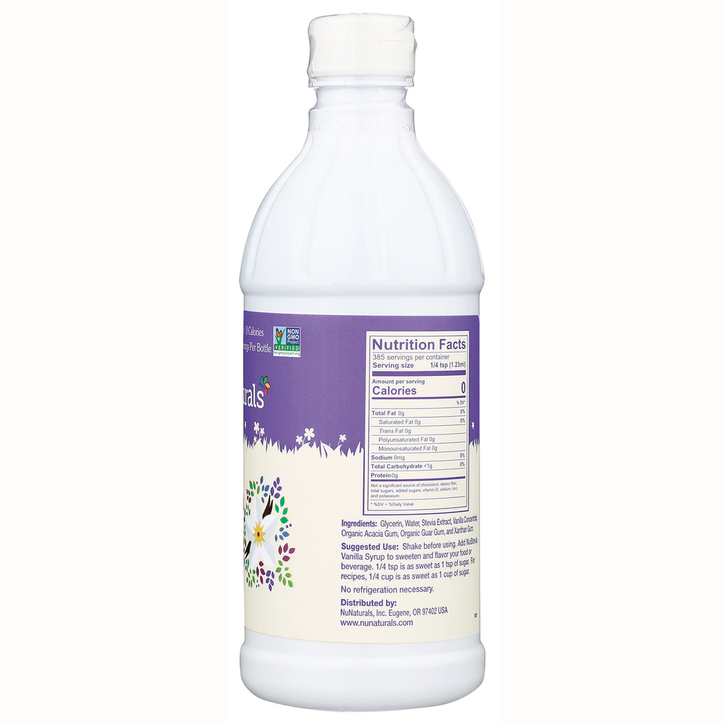 NN060 | Back of white plastic bottle with purple label showing Nutrition Facts panel and ingredients text - Thumbnail