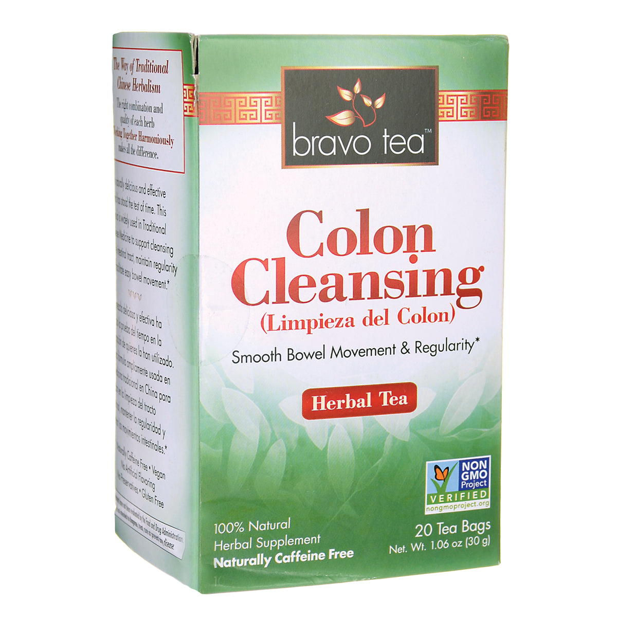 BVT005 | Bravo Tea Colon Cleansing herbal tea box front showing product name, herbal tea label and 20 tea bags