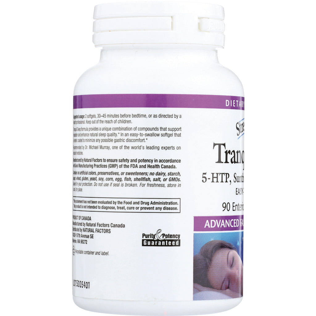 NFC146 | side label of white supplement bottle showing ingredient text, Purity & Potency Guaranteed logo and sleeping woman photo - Thumbnail