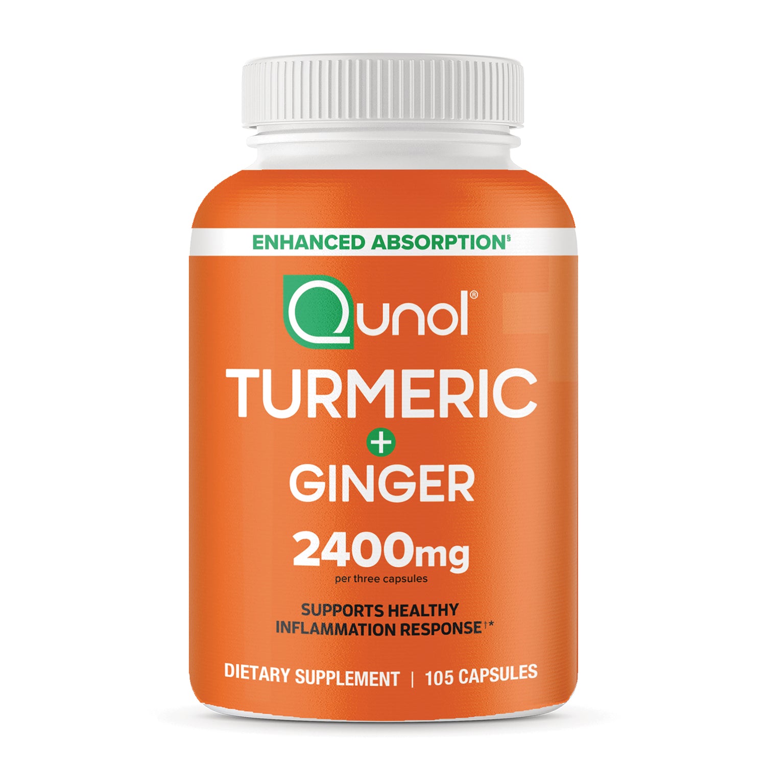 QNL017 | Qunol Turmeric + Ginger dietary supplement bottle, 105 capsules