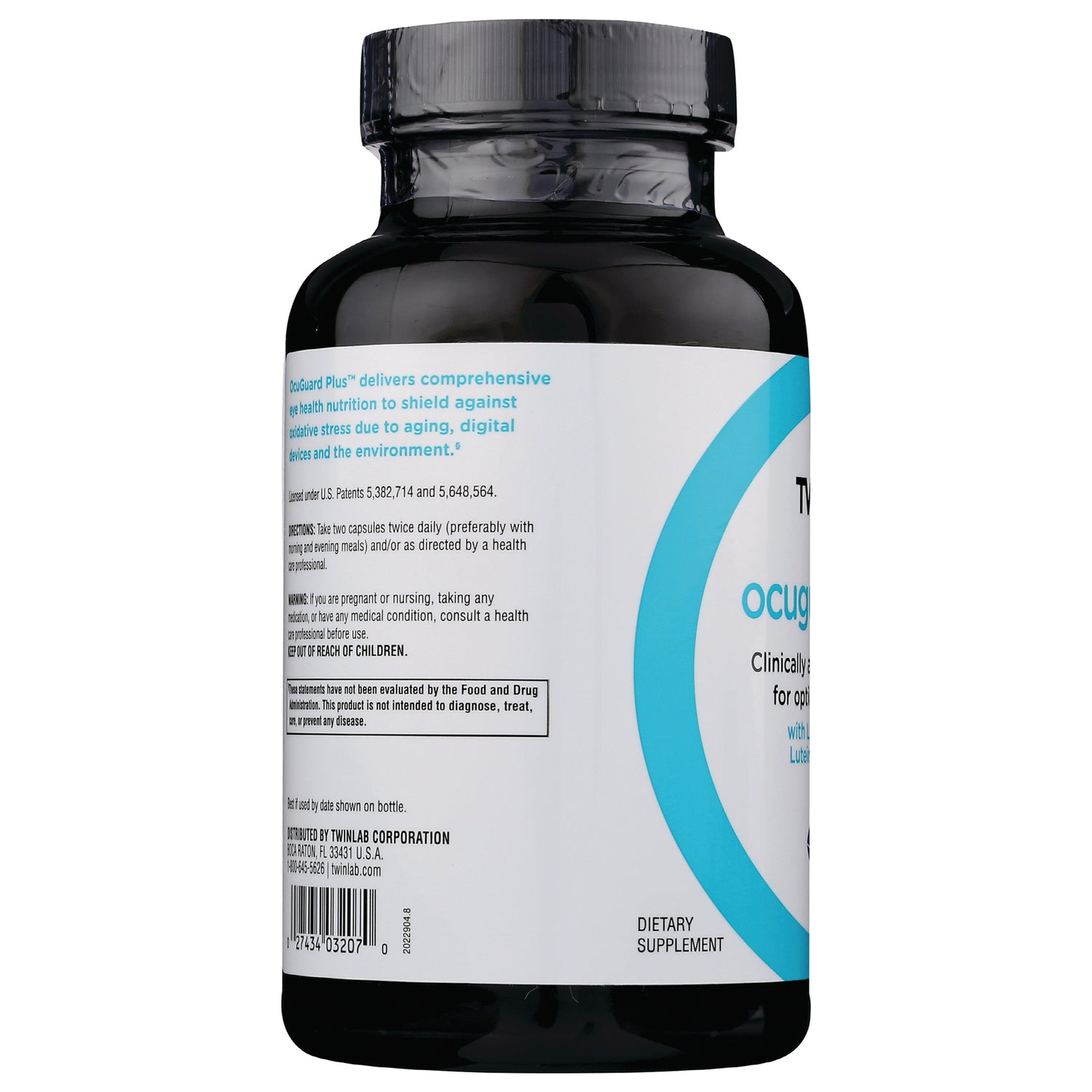 TL884 | Back label of dietary supplement bottle with directions, warnings, and UPC barcode
