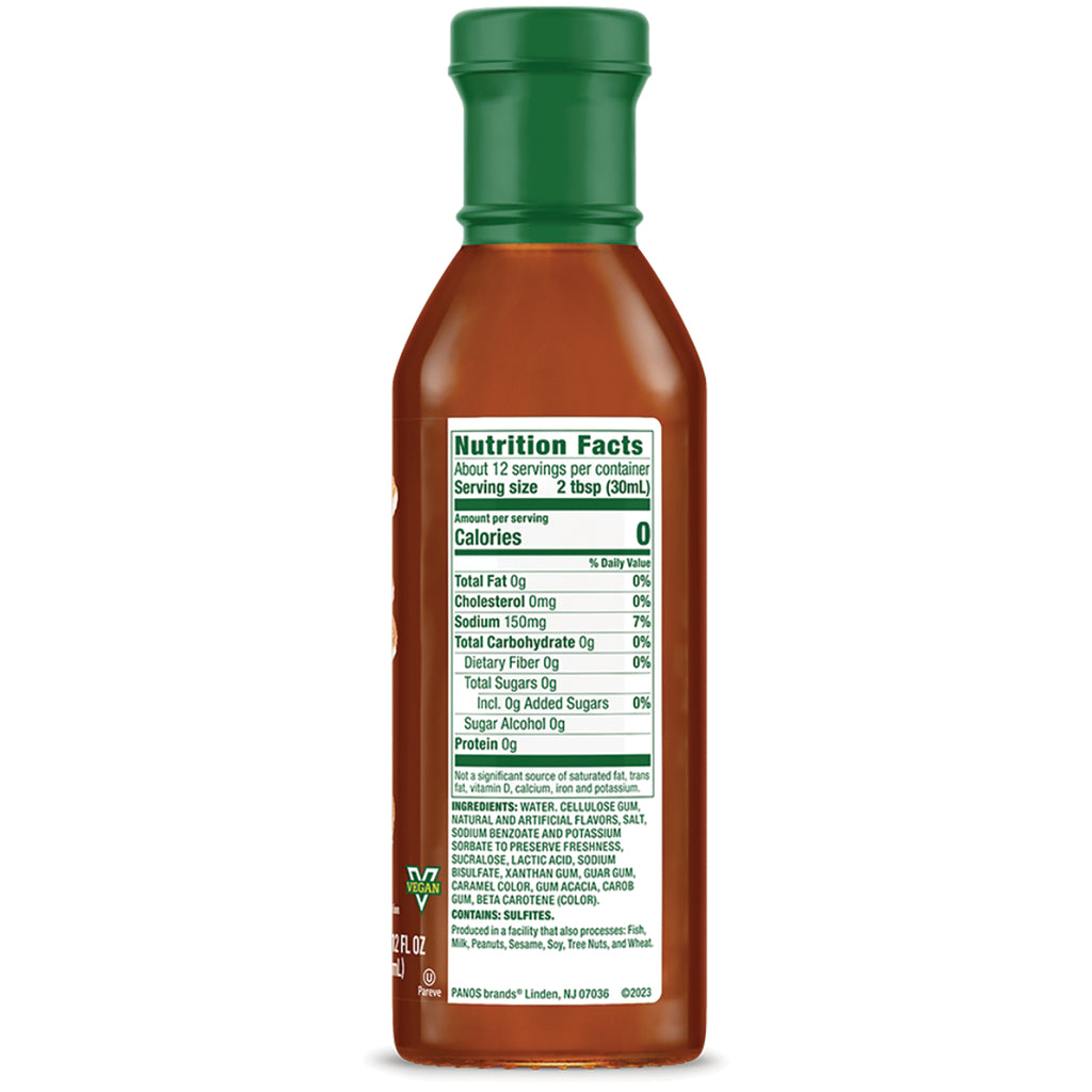 WAL024 | Back of sauce bottle with Nutrition Facts panel, serving size 2 tbsp, Calories 0 - Thumbnail