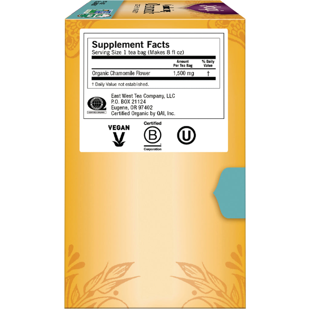 AHW026 | Back panel with Supplement Facts: Organic Chamomile Flower 1,500 mg; vegan and certified organic icons - Thumbnail