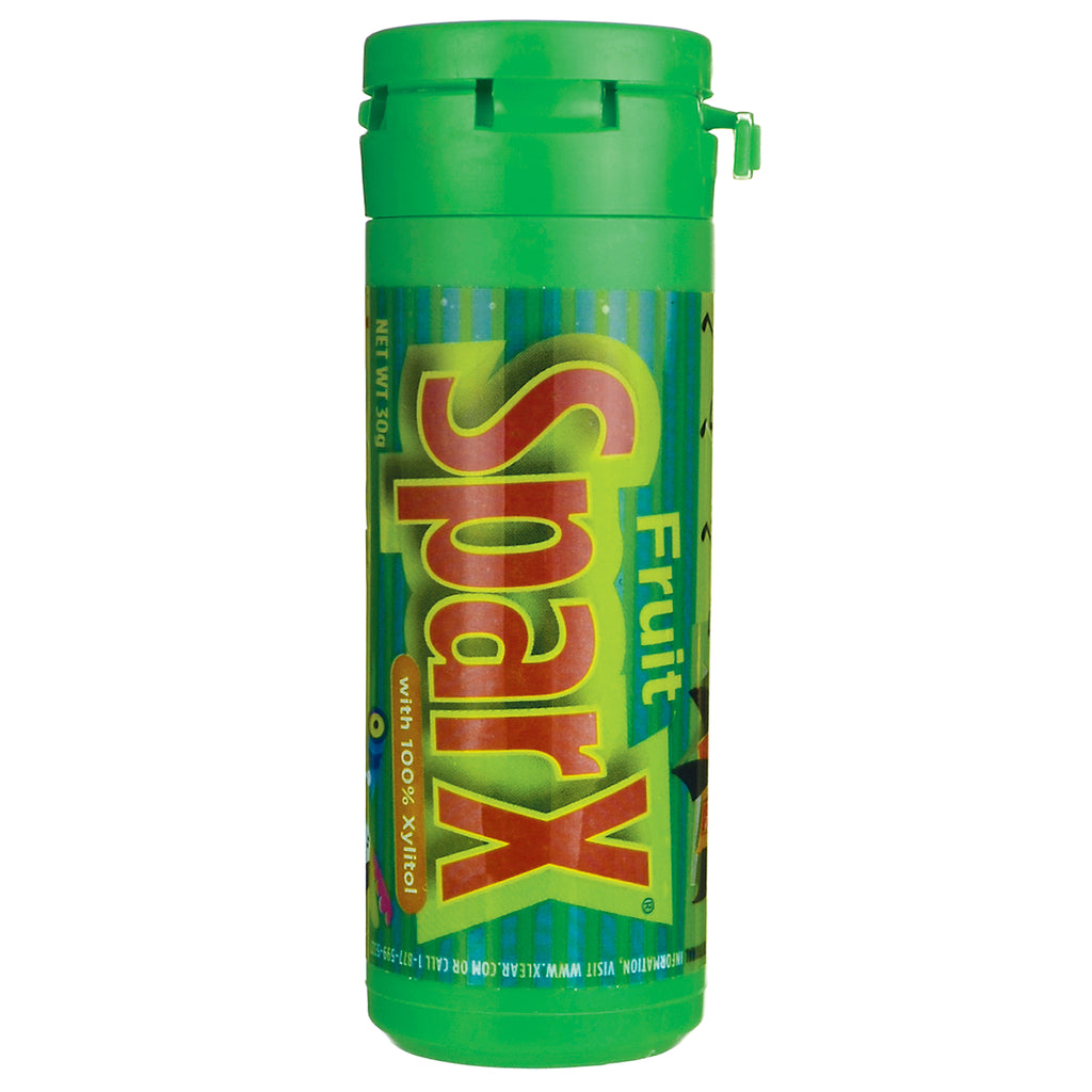XL025 | SparX Fruit with 100% Xylitol candy tube, green, front, 30 g - Thumbnail