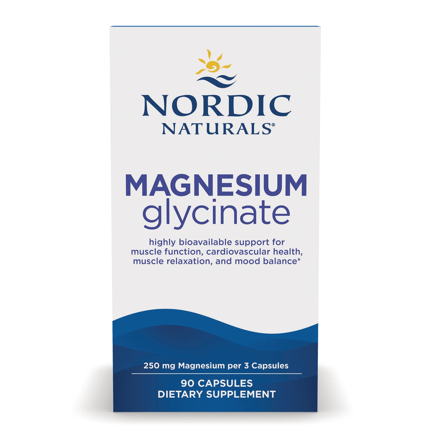 NRN141 | Nordic Naturals Magnesium glycinate box front, 90 capsules dietary supplement