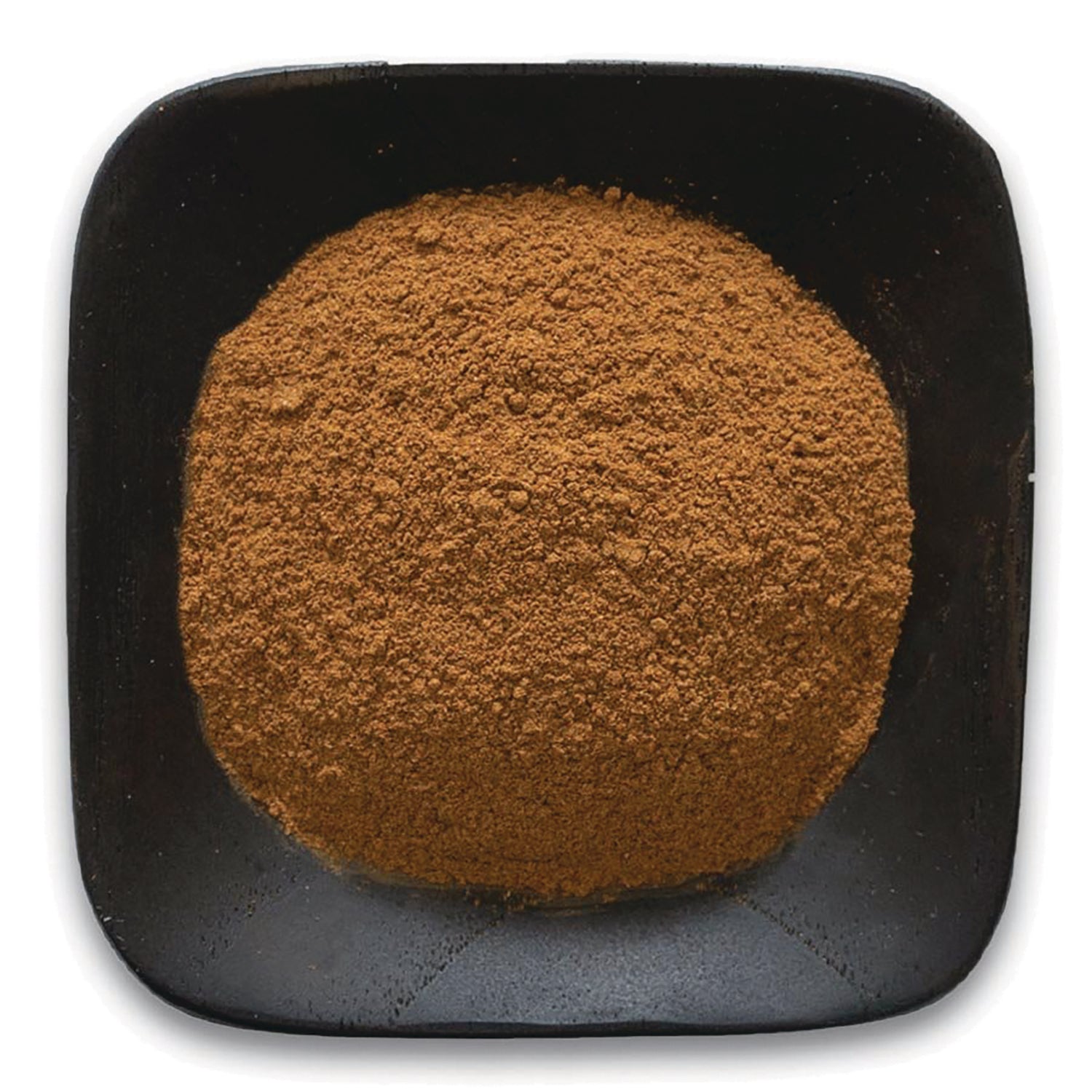 FNP069 | heap of brown ground powder in a black square dish