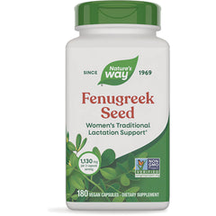 NW599 | Nature's Way Fenugreek Seed dietary supplement bottle front label, 180 vegan capsules