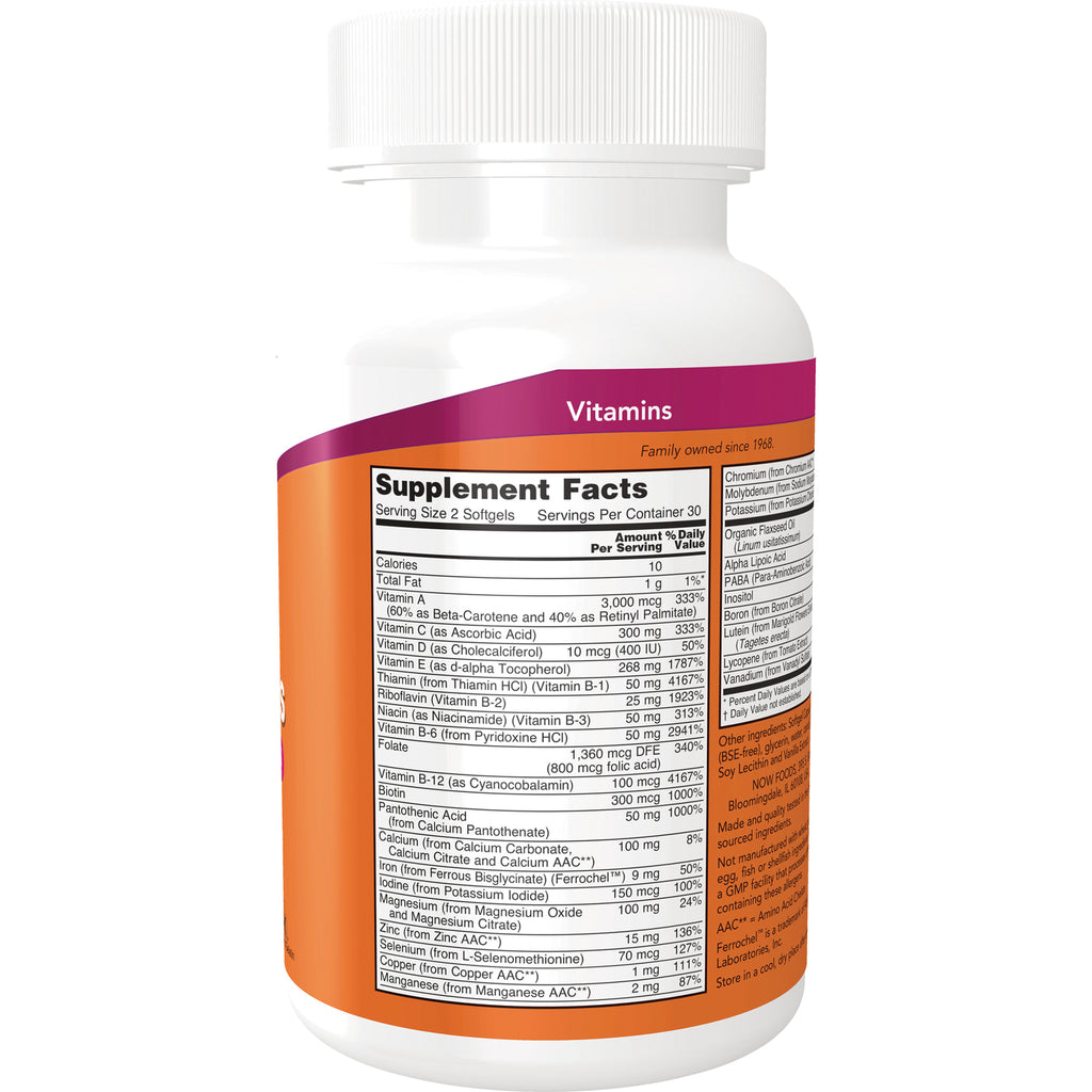 NWF176 | back of white supplement bottle showing Vitamins header and Supplement Facts nutrition label - Thumbnail